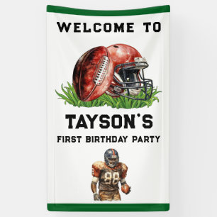 Football First Year Down 1st Birthday  Banner