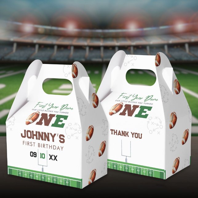 Football First Year Down 1st Birthday Favour Box (Football First Year Down 1st Birthday Favor Boxes)