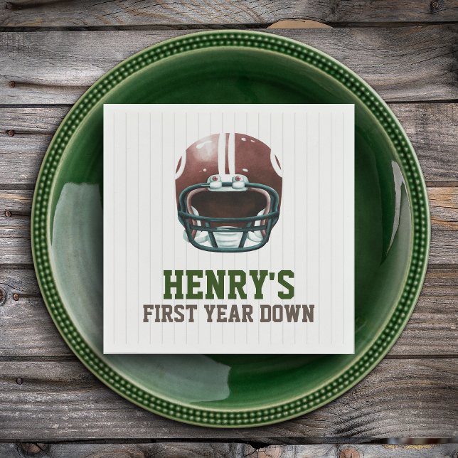 Football First Year Down 1st birthday Napkin (First year down - personalized birthday napkins)