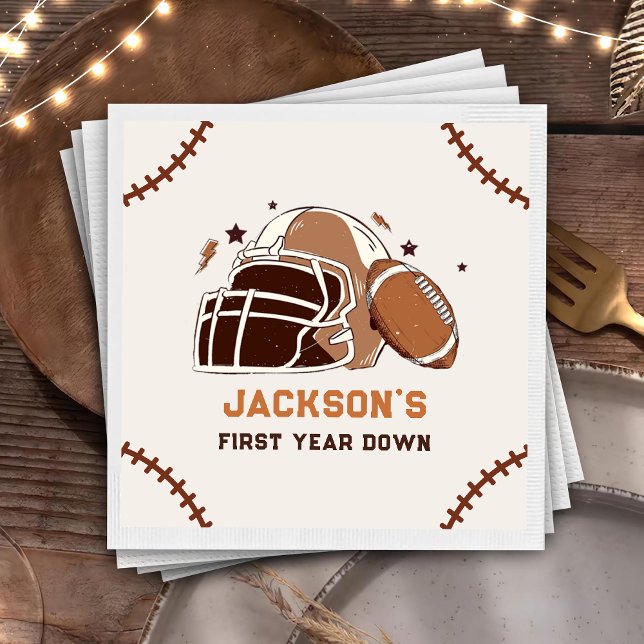 Football First Year Down 1st birthday Napkins (Creator Uploaded)