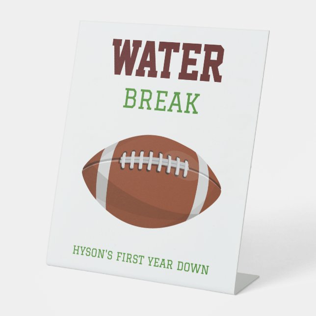 Football First Year Down 1st birthday Pedestal Sign (Front)