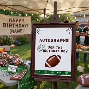 Football First Year Down 1st birthday Photograph Poster