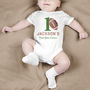 Football First Year Down Baby Bodysuit