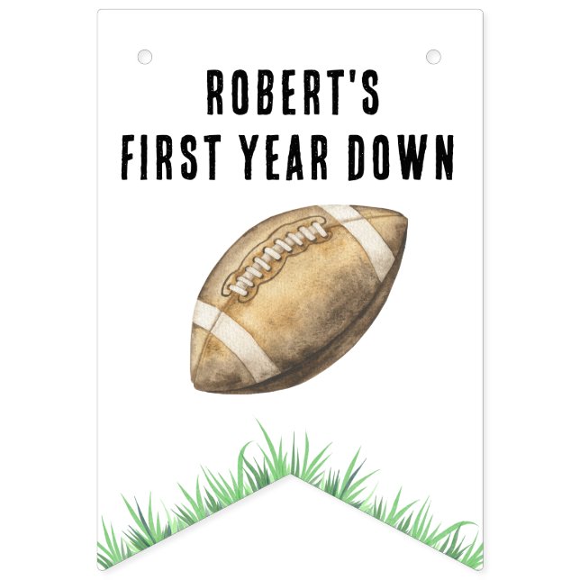 Football First Year Down Birthday Party Bunting (First Flag)