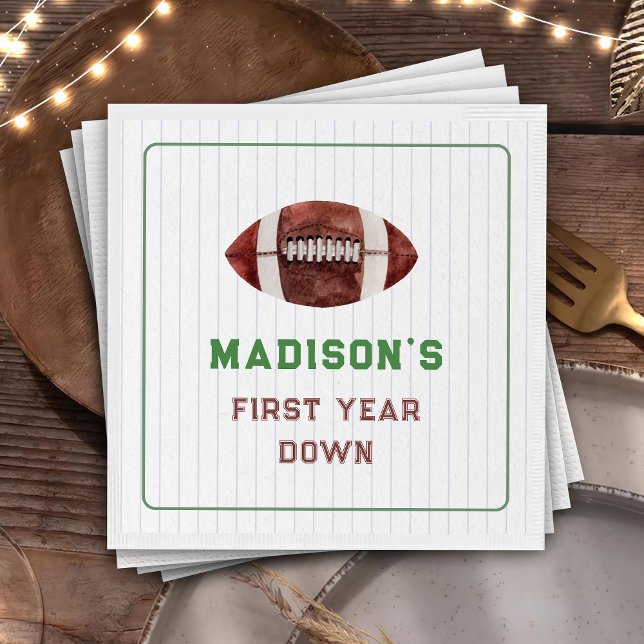 Football First Year Down Birthday Party Napkins (Creator Uploaded)