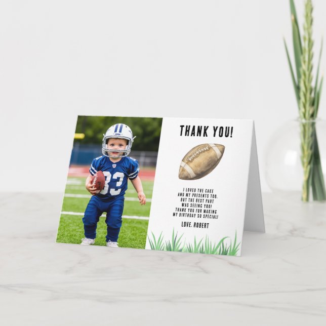 Football First Year Down Birthday Thank you (Front)