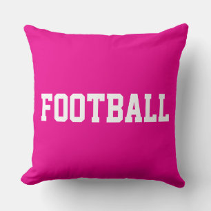 FOOTBALL Fun Athletic 70s Text On Chic Bright Pink Cushion