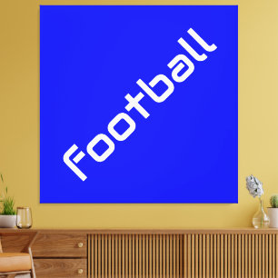 FOOTBALL Fun Modern White Text On Vivid Blue Canvas Print