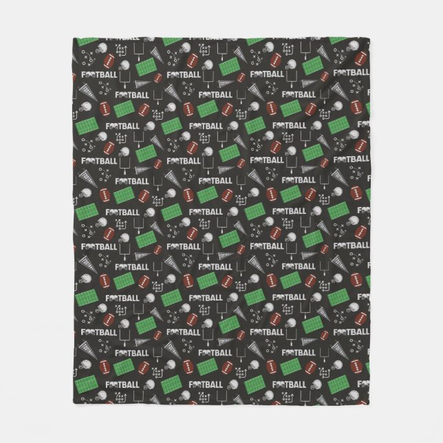 Football Fun on Black Fleece Blanket (Front)