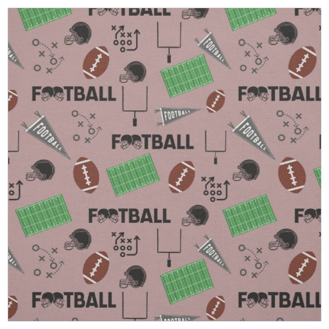 Football Fun on Dark Grey Pink Fabric (Swatch)