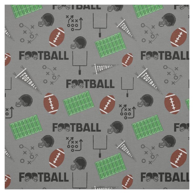 Football Fun on Grey Fabric (Swatch)