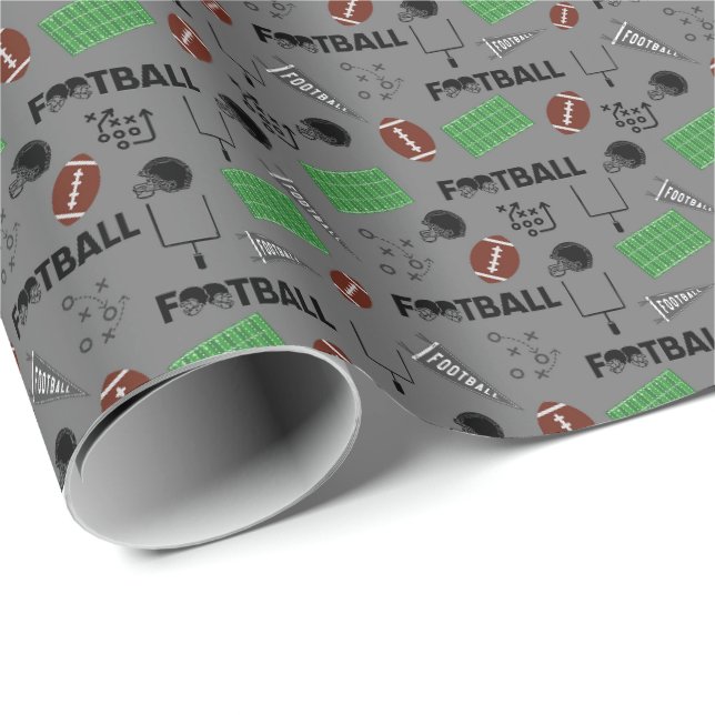 Football Fun on Grey Wrapping Paper (Roll Corner)