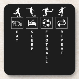 Football Funny Sports Quote Eat Sleep Repeat Coaster
