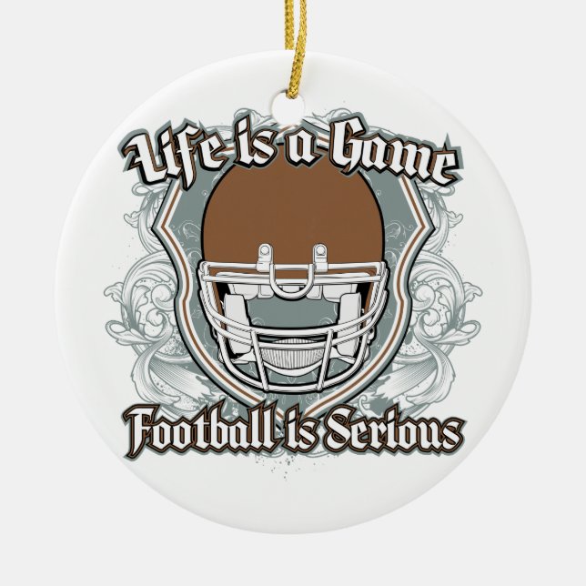 Football Game Brown Ceramic Tree Decoration (Front)