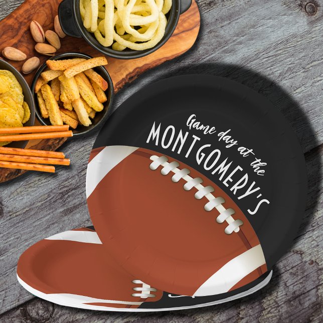 Football Game Day Black Paper Plate (Creator Uploaded)