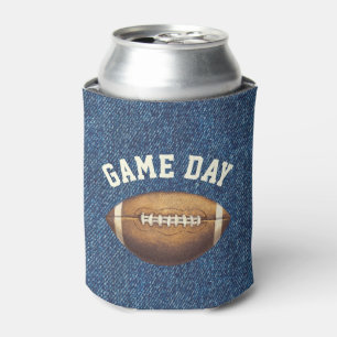 Football Game Day Blue Denim Colour Can Cooler