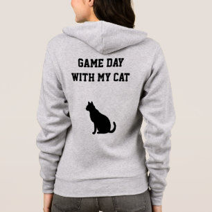 Football Game Day Cat Mum Pet Lover Black Grey USA Hoodie