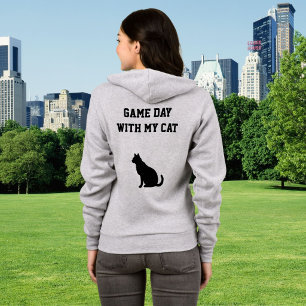 Football Game Day Cat Mum Pet Lover Black Grey USA Hoodie