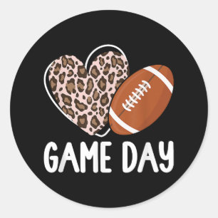 Football Game Day Womens Leopard Cheetah Game Day Classic Round Sticker
