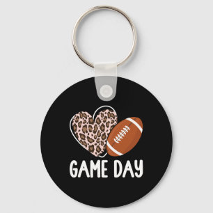 Football Game Day Womens Leopard Cheetah Game Day  Key Ring
