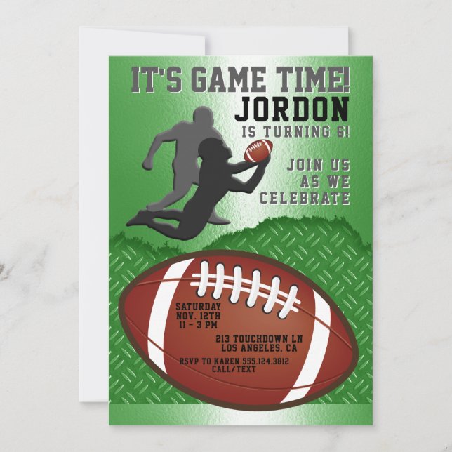Football Game Time Birthday Party Invitation (Front)