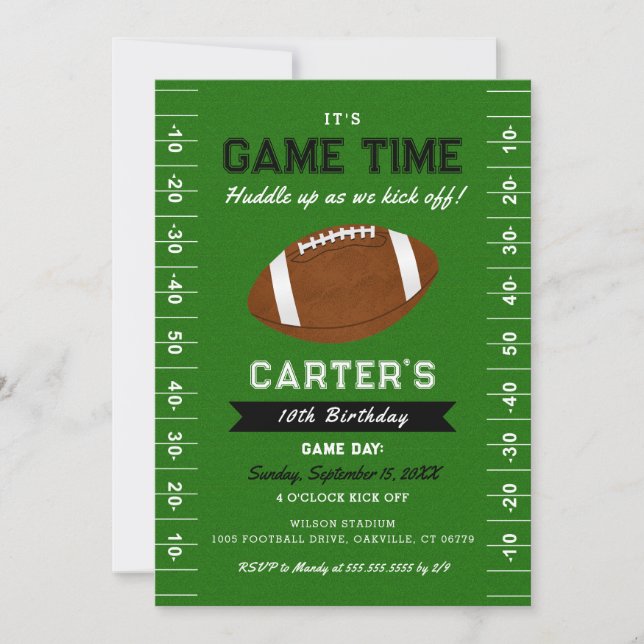 Football Game Time | Boy Football Birthday Any Age Invitation (Front)