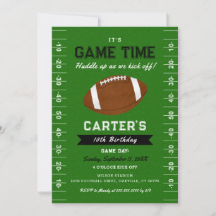 Football Game Time   Boy Football Birthday Any Age Invitation