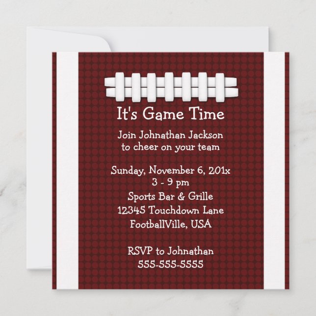 Football Game Time Invitation (Front)