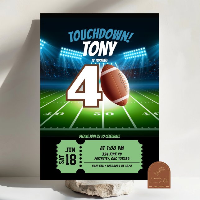 Football Game Time Man Adult Birthday Invitation (Creator Uploaded)