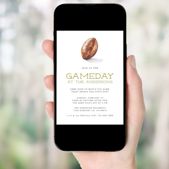 Football Game Watch Party Modern Simple Invitation (Creator Uploaded)