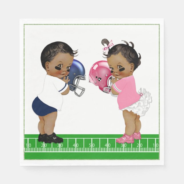 Football Gender Reveal Baby Shower Paper Napkins (Front)