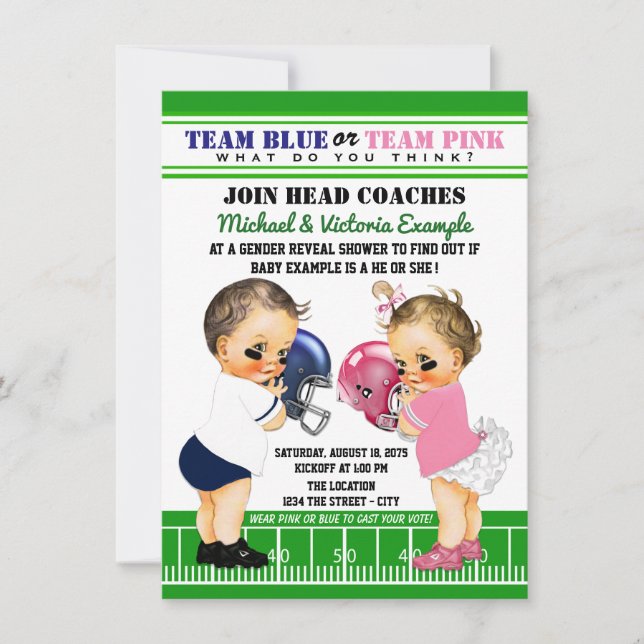 Football Gender Reveal Shower Invitations (Front)