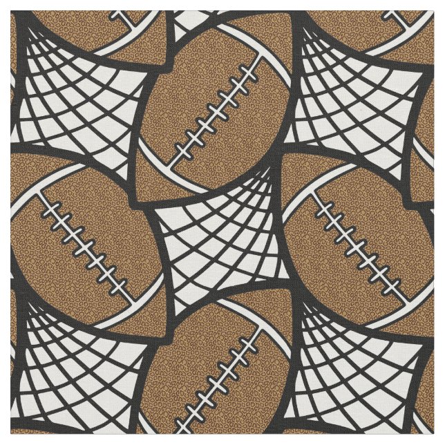 Football geometric doodle pattern fabric (Close Up)