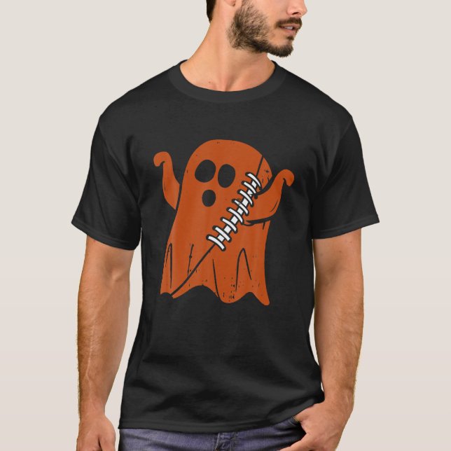 Football Ghost Trick Or Treat Funny Halloween T-Shirt (Front)