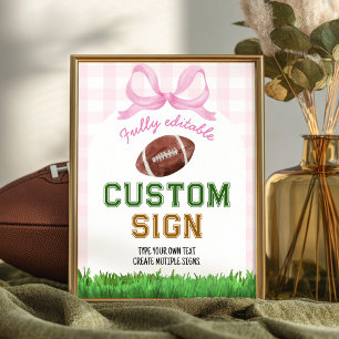 Football Girl Birthday Party Table Sign