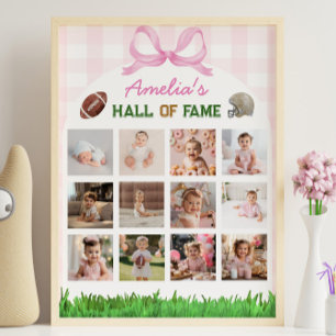Football Girl Birthday Photo Milestone Poster