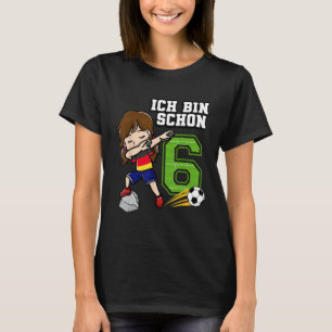 Football Girl Ich bin schon 6 Birthday German Flag T-Shirt