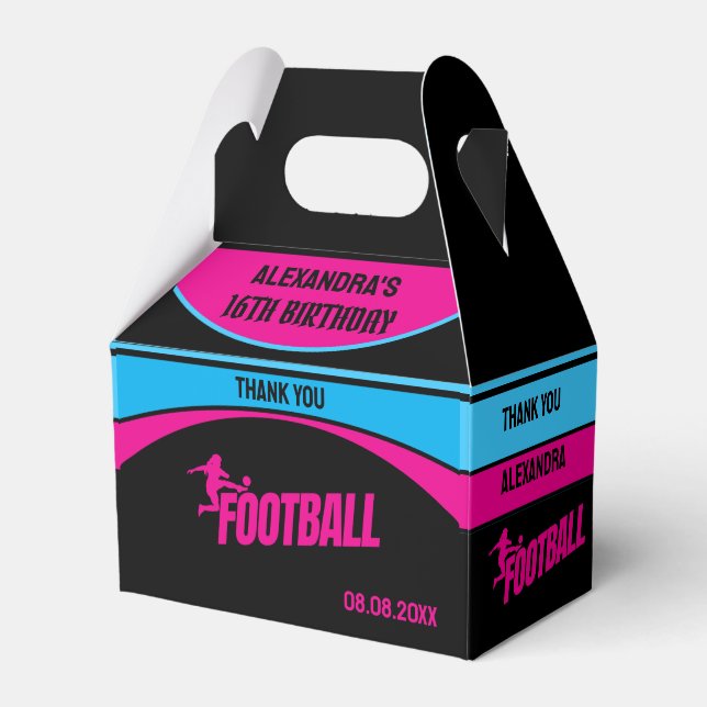 Football Girl Player, Football Birthday Girl Favour Box (Front Side)