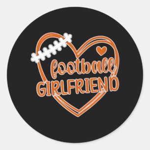 Football Girlfriend Heart Girlfriend Of A Classic Round Sticker