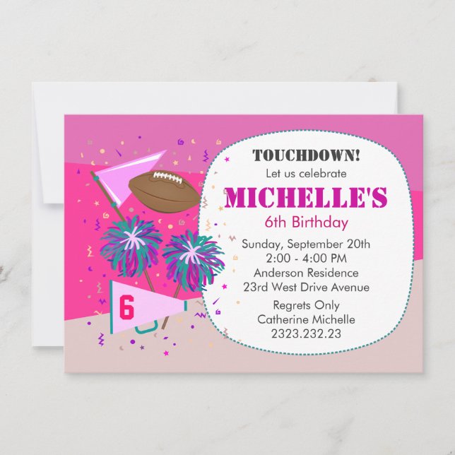 Football Girl's Children's Party Invitation (Front)