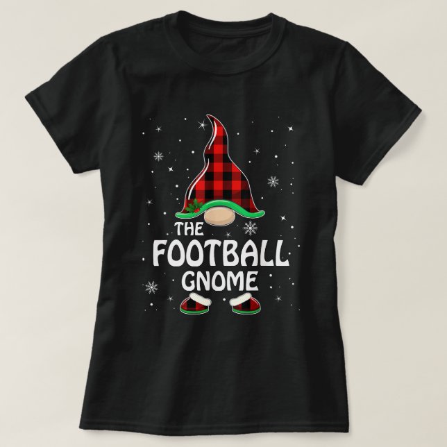 Football Gnome Buffalo Plaid Matching Family Chris T-Shirt (Design Front)