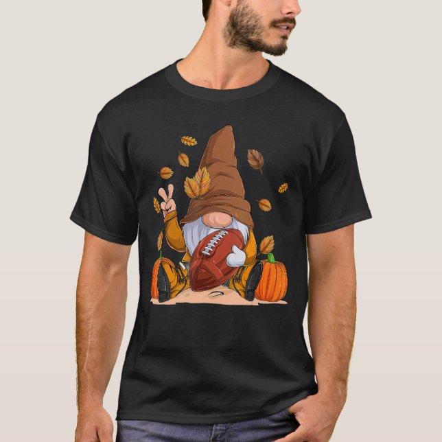 Football Gnome Thanksgiving Autumn Fall Season Boy T-Shirt (Front)