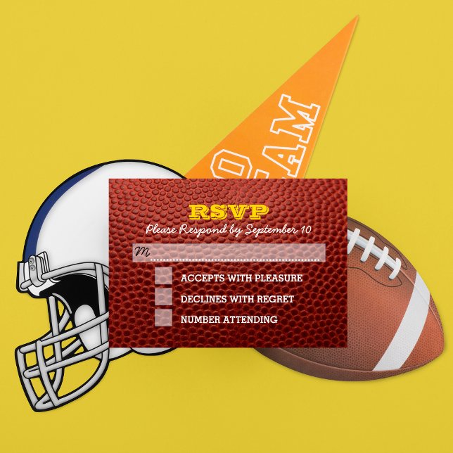 Football Gold Bar Mitzvah RSVP Card (Creator Uploaded)