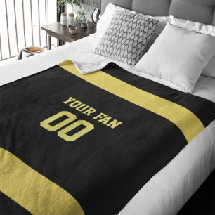 Football Gold & Black Personalised Fleece Blanket