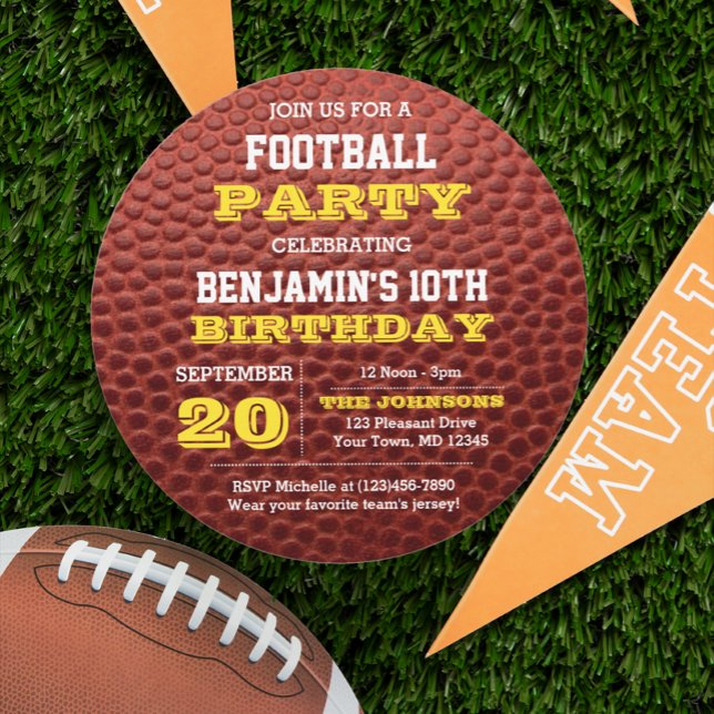 Football Gold Round Invitation (Creator Uploaded)