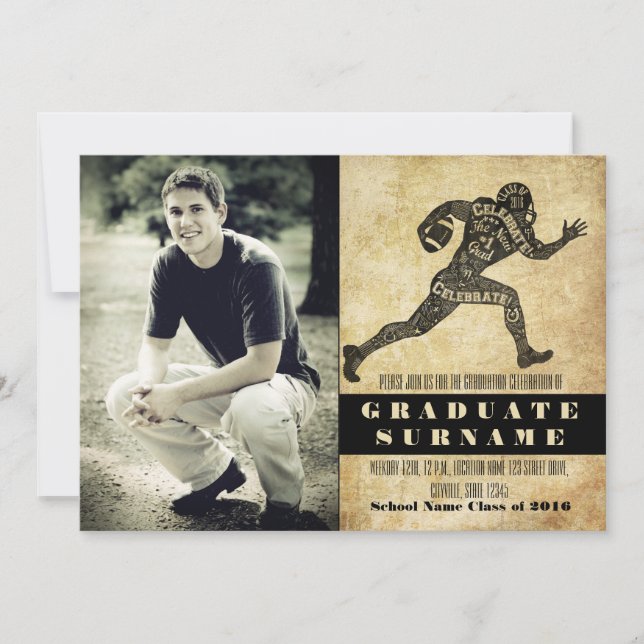 Football Graduation Celebration Invitation (Front)