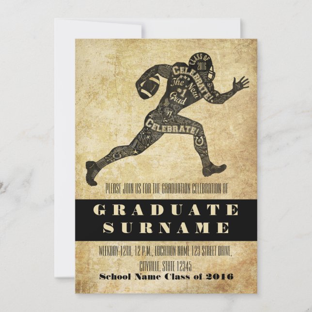 Football Graduation Celebration Invitation (Front)