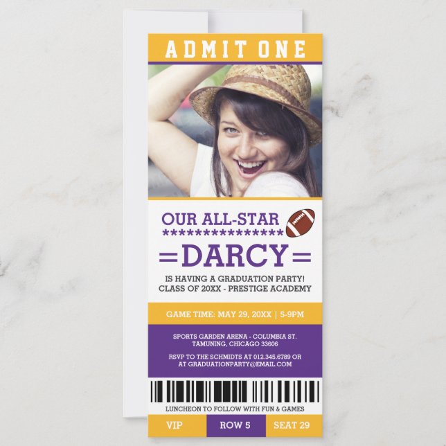 Football Graduation Party Invites (Front)