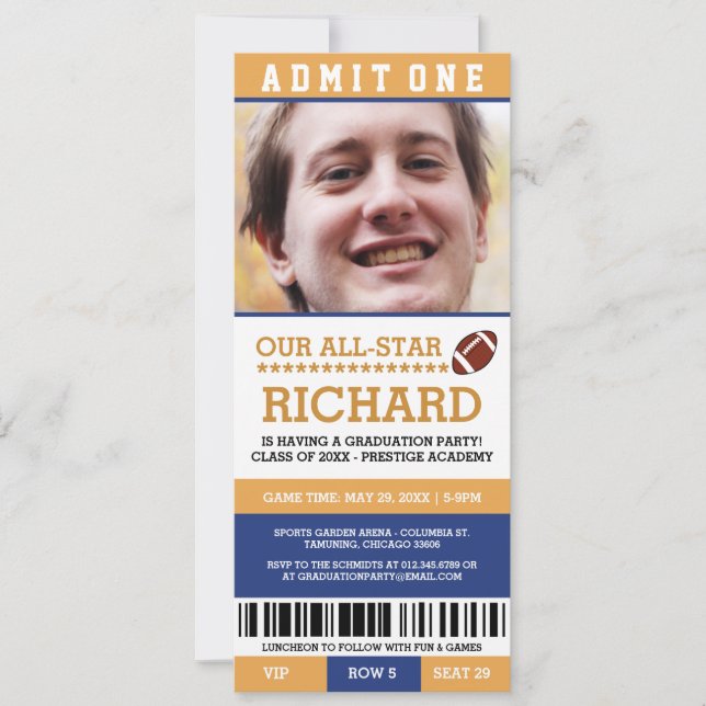 Football Graduation Party Invites (Front)