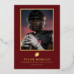 Football Graduation Photo Red Grad Announcement